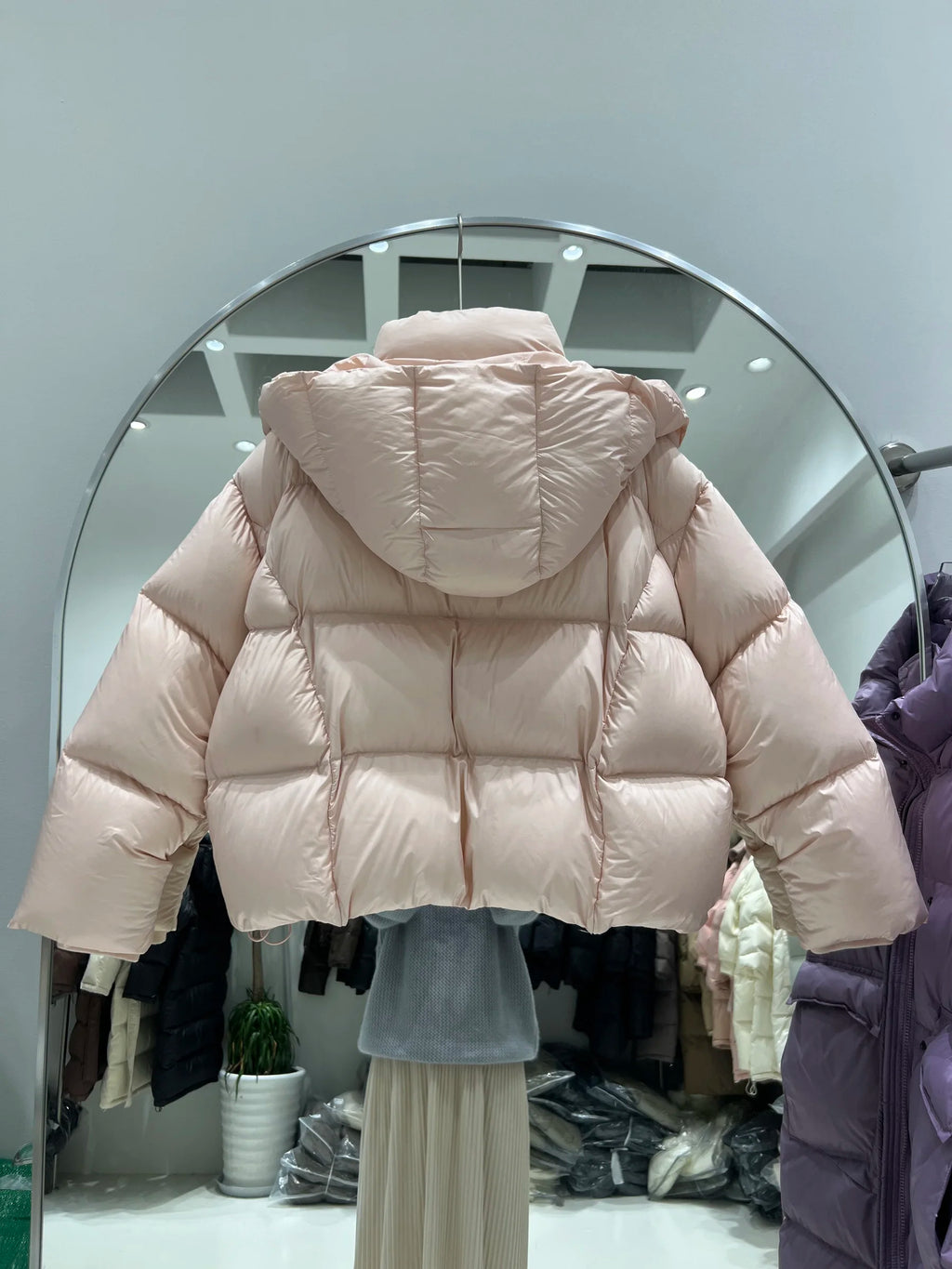 Crop Stand Collar Down Jacket – 85% Duck Down Loose