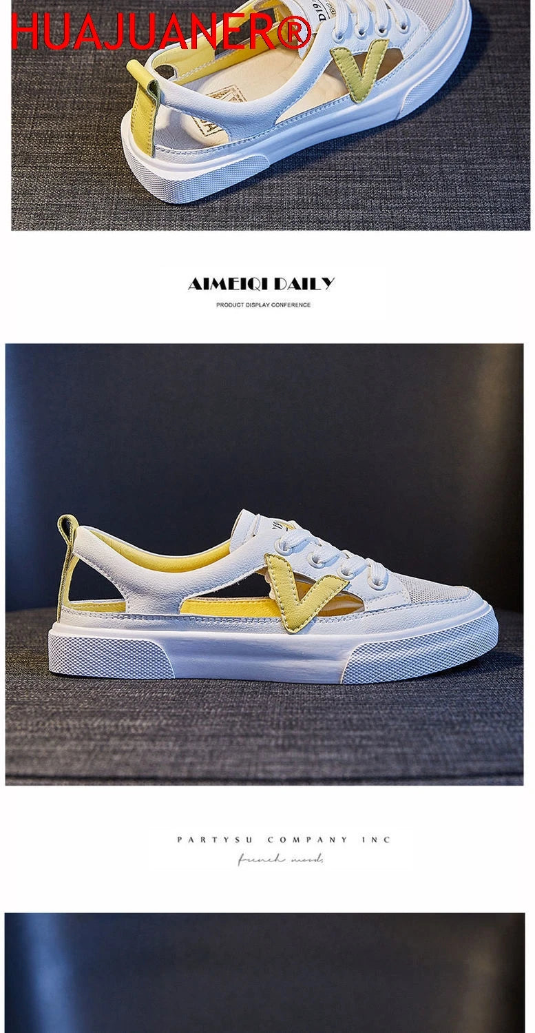 Real Soft Leather Bag Head Sports Sandals Women's Outer Wear New Summer Student All-match Flat Casual White Shoes Woman