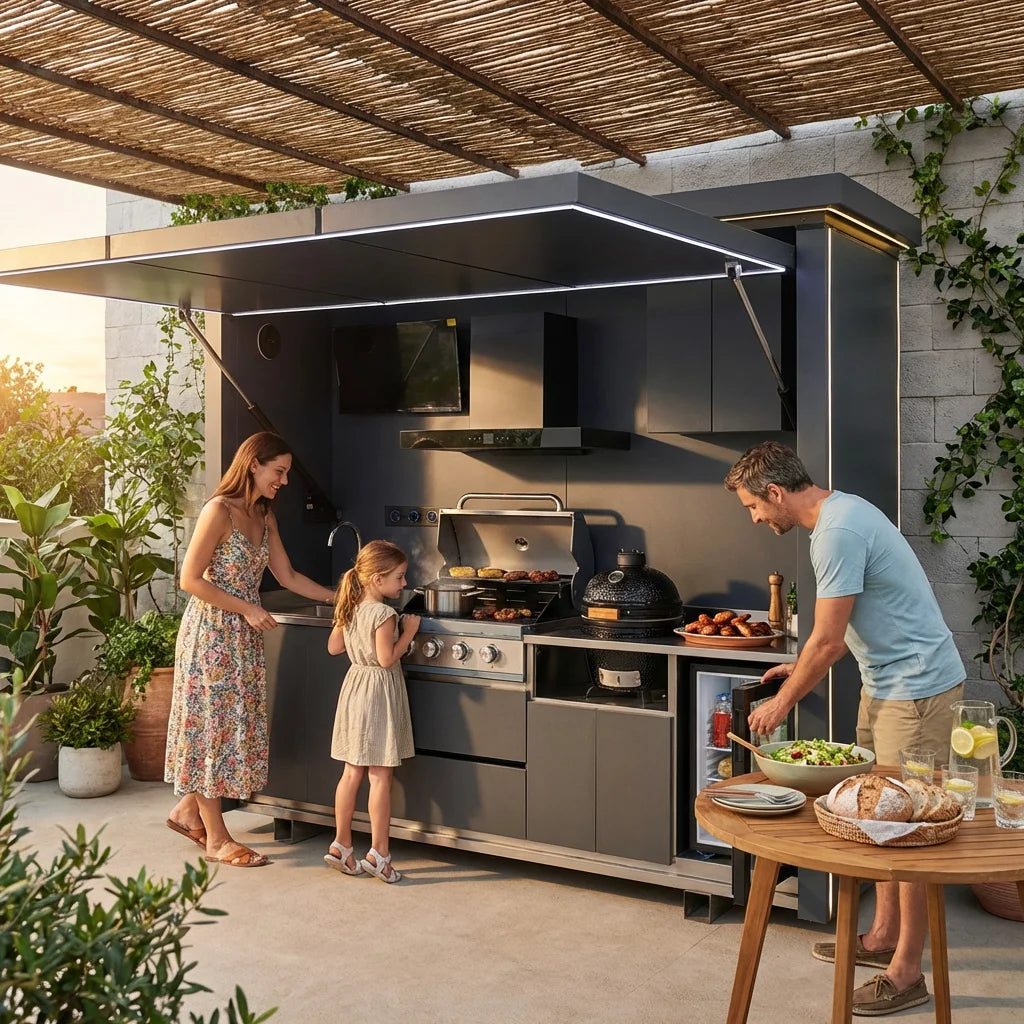 MODULAR OUTDOOR KITCHEN - Kamado Grill, Smoker & Pizza Oven - Stainless Steel