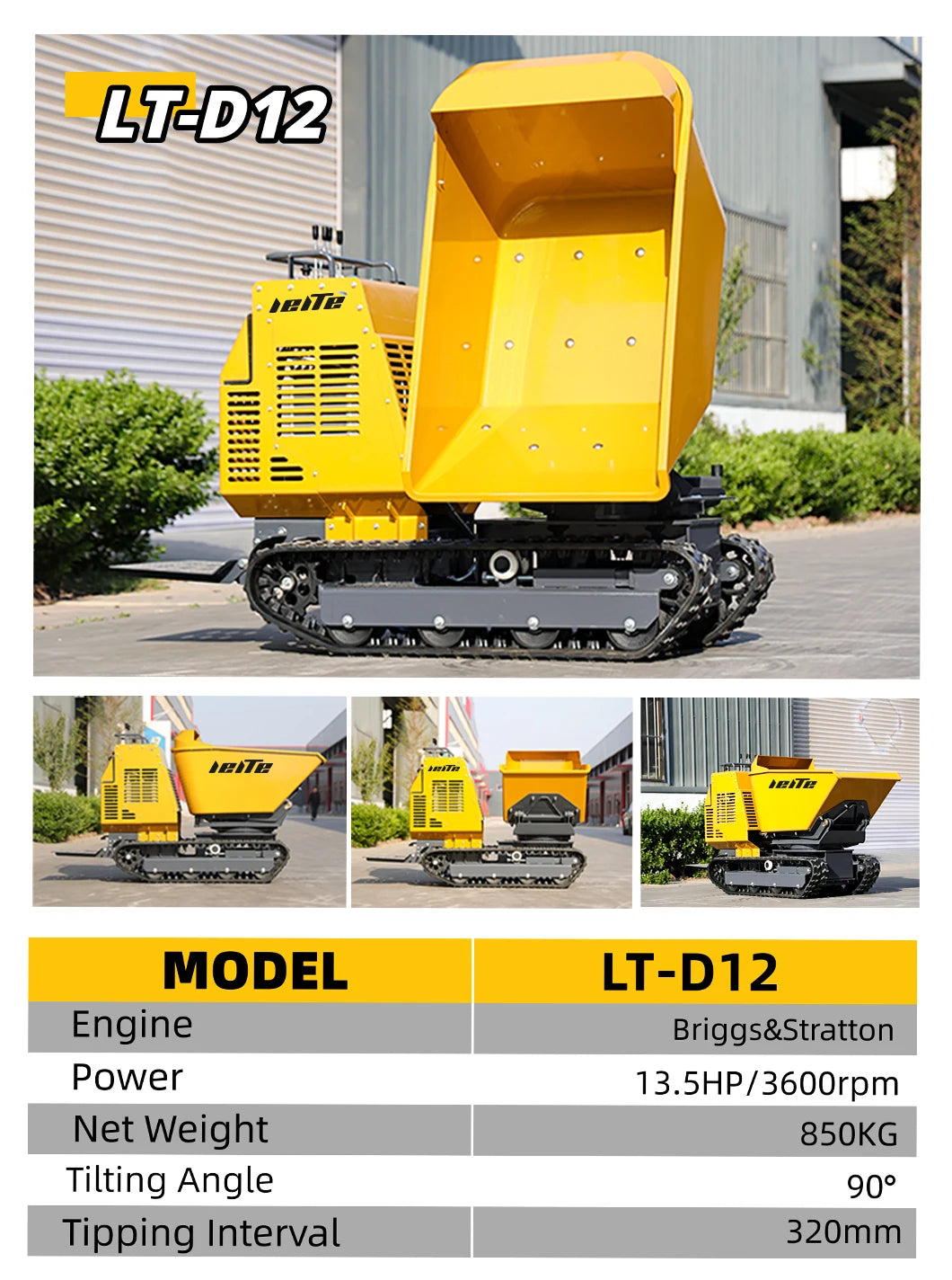 LEITE Mini Tracked Dumper - 800 kg - LT 800KG