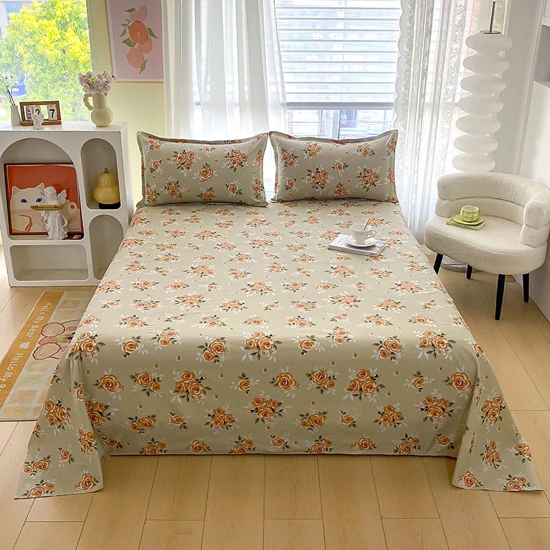 BLOOM FLAT SHEET - Red Flower Printed Bed Sheet - Soft, Vivid & Made to Last