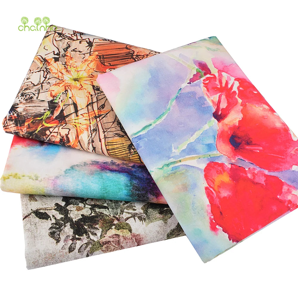 Chainho Printed Cotton Linen Fabric – 140cm Wide, 5 Patterns