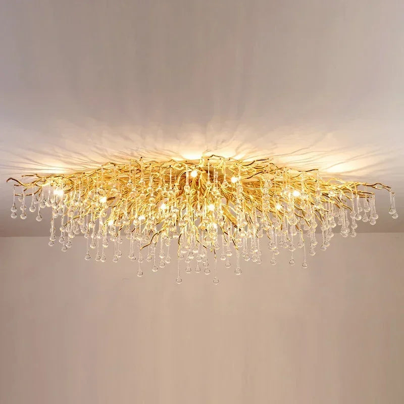 Luxury Gold Crystal Chandelier – Water Drop, Pendant & Ceiling