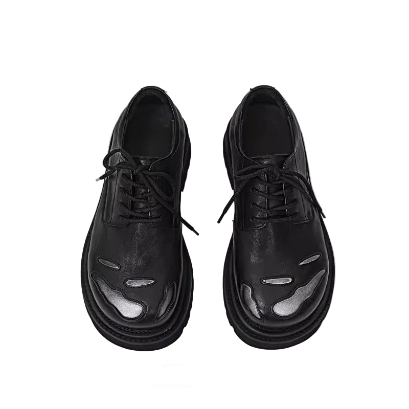 ROUND CRAFT - Genuine Leather Round Toe Derby Shoes - Thick Sole, Office Ready