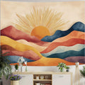SUNSET MOUNTAIN TAPESTRY - Boho Wall Hanging - Abstract Landscape