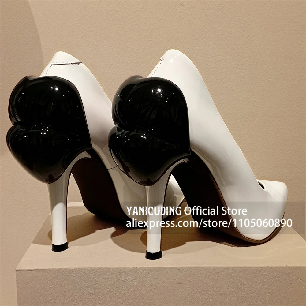 KISS KILLER - Lip Pumps - White Patent With Red Lips Heel