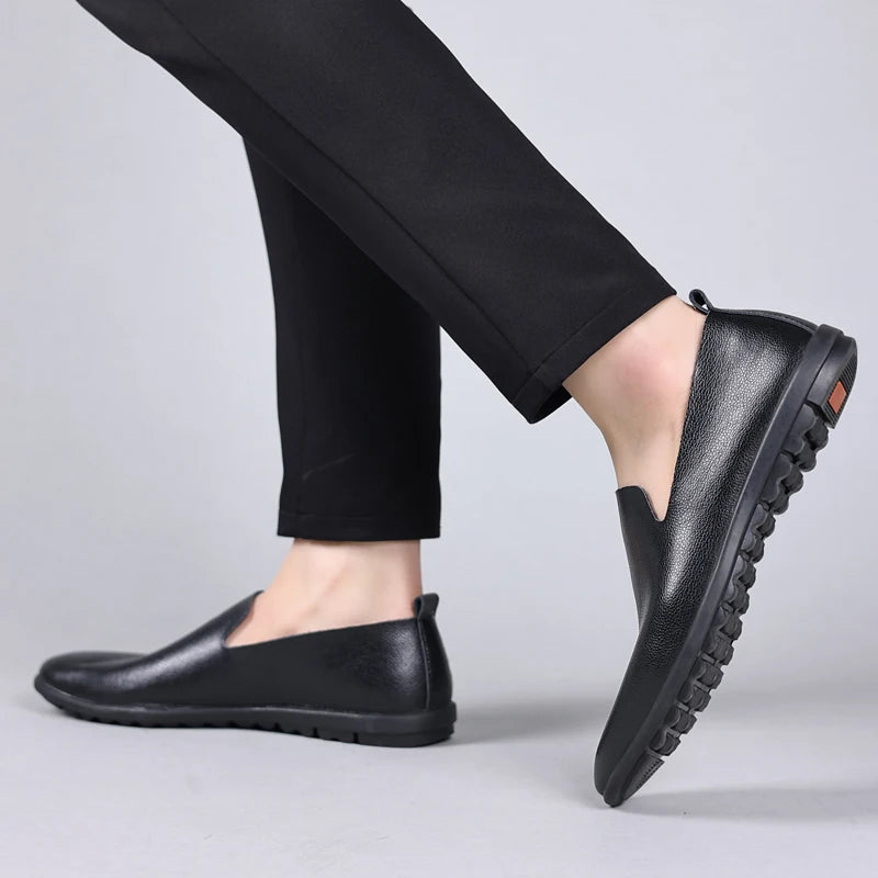Men's PU Leather Slip-On Loafers - Lightweight Breathable Summer Casual EU 40-46
