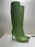 Croc-Embossed Knee-High Stiletto Boots