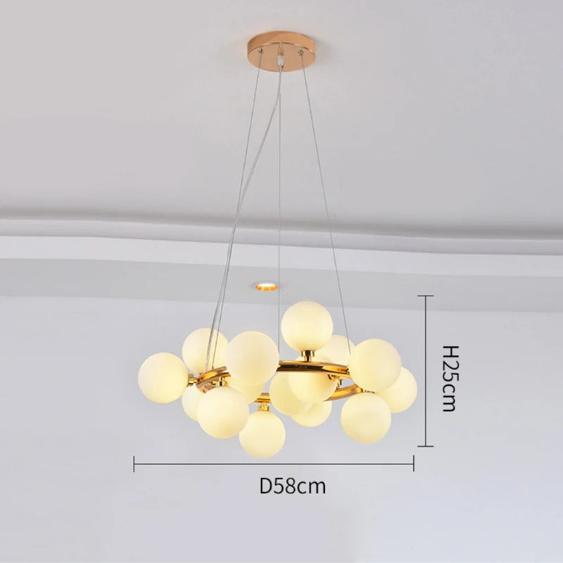 Glass Ball Chandelier – Gold/Black, 8–45 Heads, Scandinavian