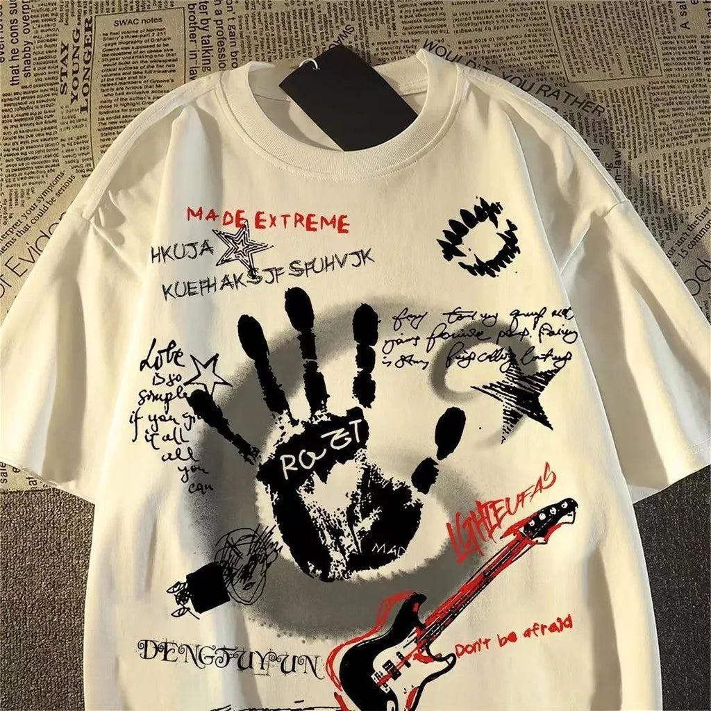 American Vintage Round Neck Short Sleeved T-shirt Men/Women Korean Inst Summer New Top