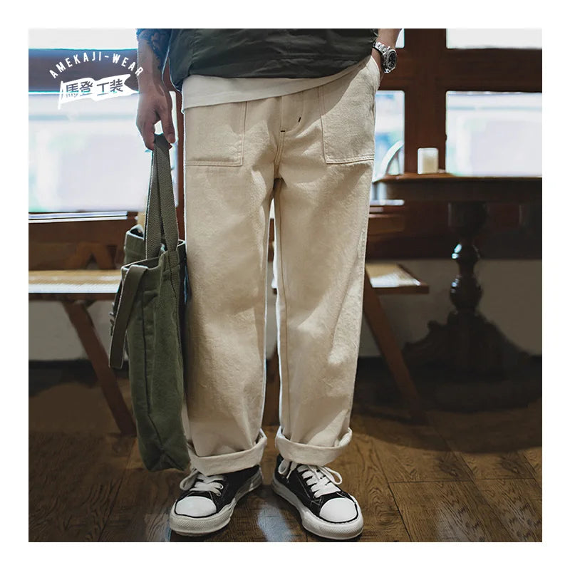 MADEN COTTONSEED - Vintage White Jeans - 100% Cotton, Straight Fit