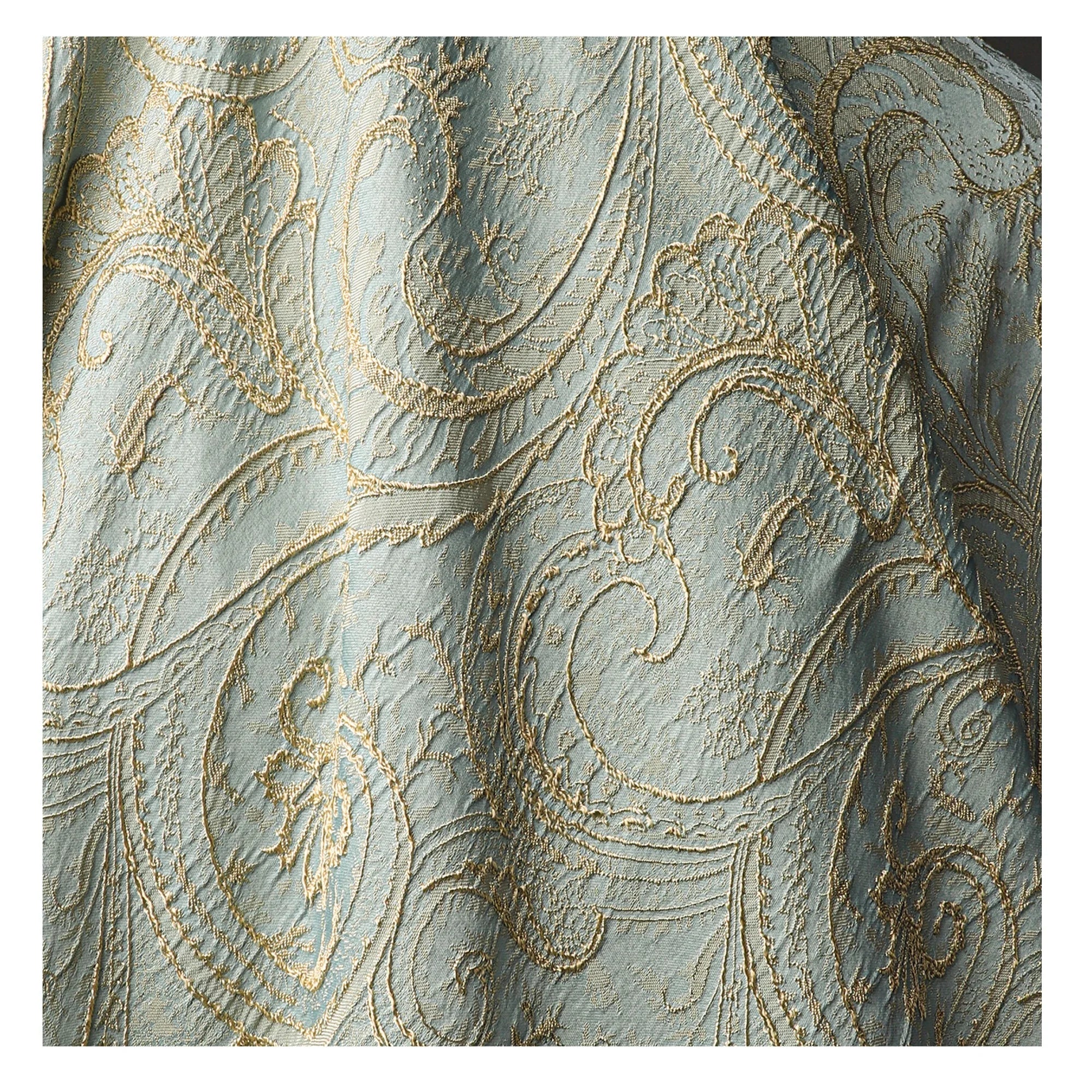 Blue Gold Jacquard Fabric – Silk Relief, 150cm Wide