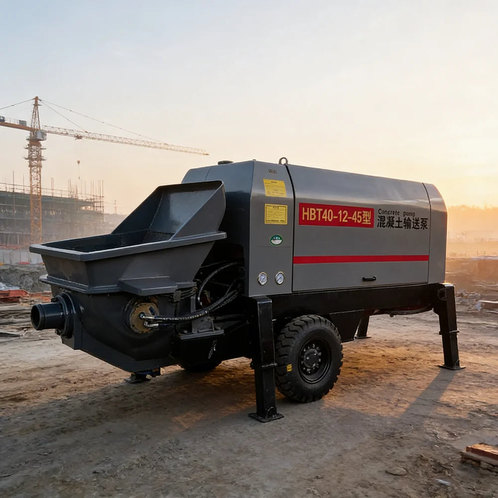 Electric Trailer Concrete Pump - 15-40 m³/h - 500 m Reach