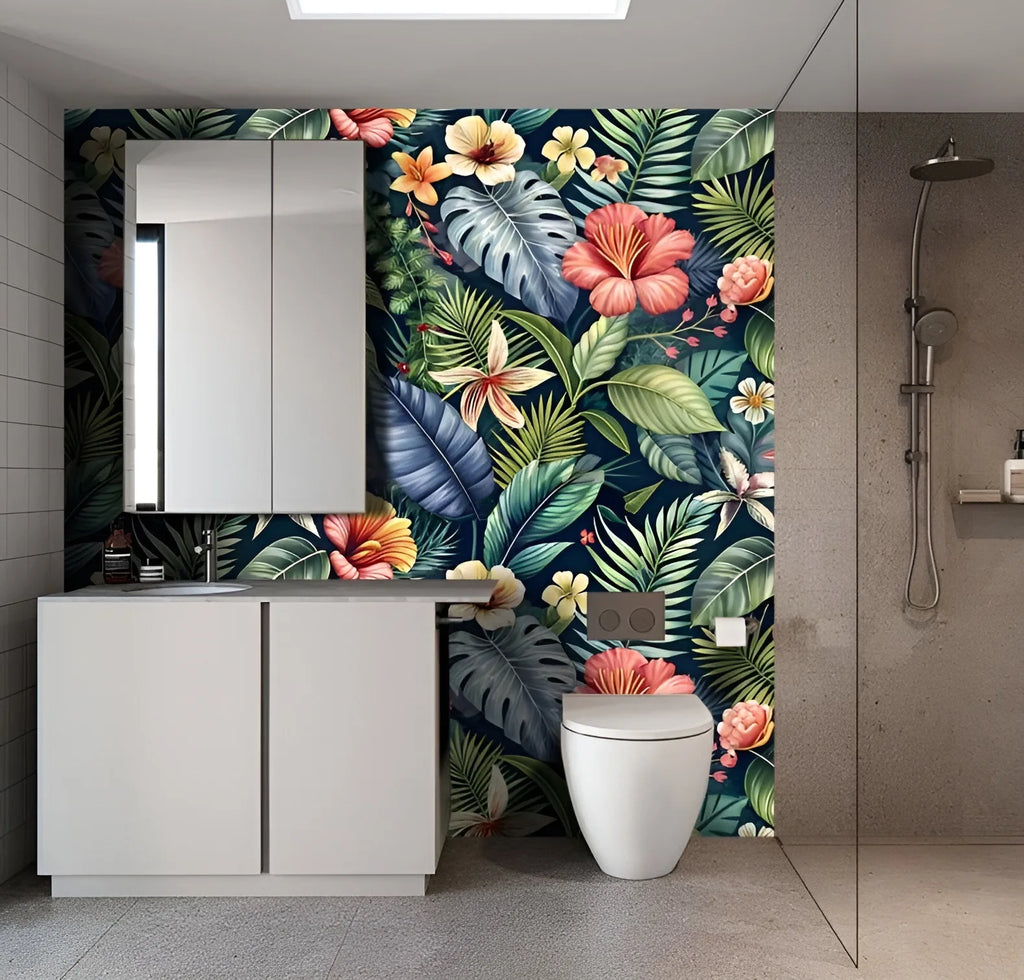 TROPICAL PALM LEAF WALLPAPER - Peel & Stick PVC - Boho Wall Decor