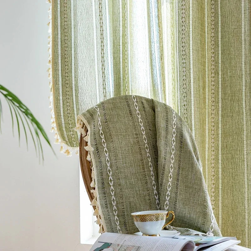 TASSEL JACQUARD CURTAINS - 500gsm, 14 Patterns, Rod Pocket - Textured Rooms