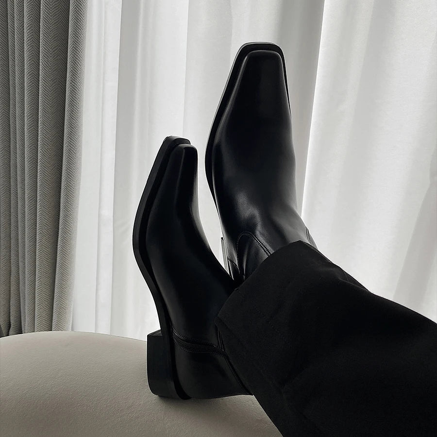 Unisex Chelsea Ankle Boots - Pointed Toe Side Zip Waterproof Low Heel