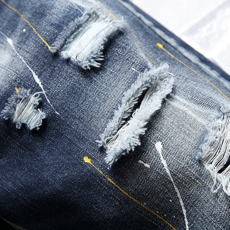 2026 Summer Men's Blue Ripped Jeans Shorts Fashion Casual Denim Shorts Asian Size 28-34 36 38 40 Men's Slacks, 2025 New