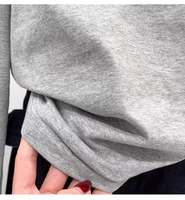 Autumn Winter One Shoulder Cotton Long Sleeve Slant Shoulder Women's Clothing Style Interior Wide Truffle Shoulder Base Shirt