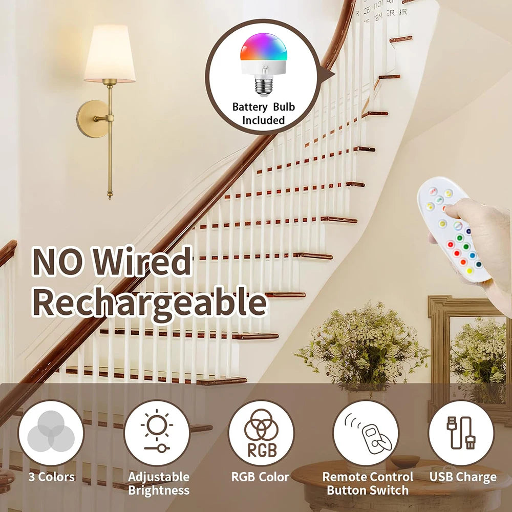 Wireless Rechargeable Wall Sconces – Set of 2