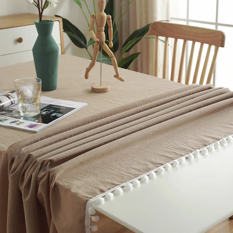 TASSEL COTTON TABLECLOTH - Washable Rectangle - Warm Gatherings