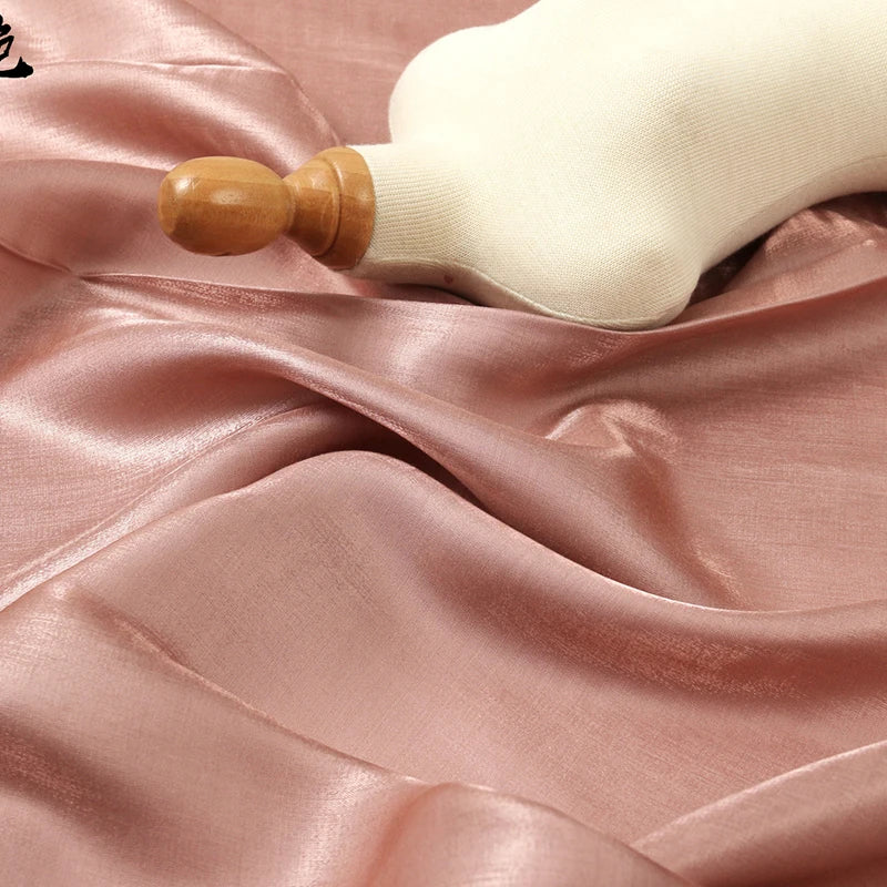 Gradient Wine Red Glazed Silk Satin Fabric Hanfu Pants Skirt Wedding Skin-friendly Breathable Bright Luster