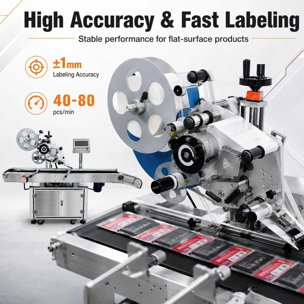 SYFAITH FS836 LABELING MACHINE - 80 pcs/min - Flat Surface Auto