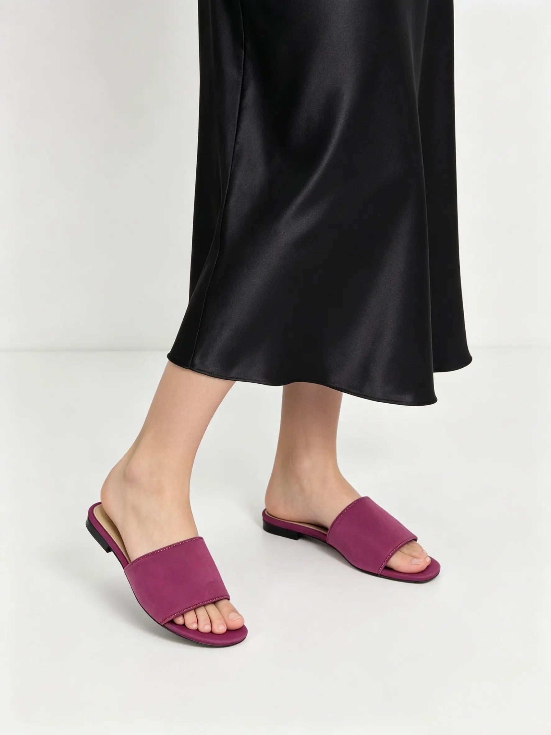 Purple Open Toe Single Strap Flat Slide Sandals Women Casual Comfortable Lightweight Slippers for Summer Days