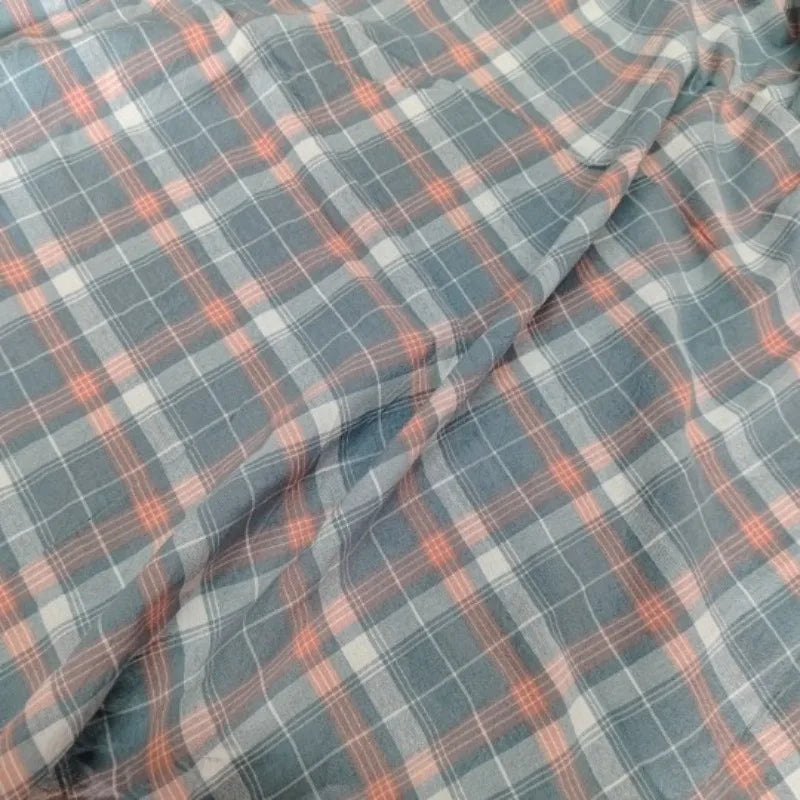 WASHED COTTON PLAID FABRIC - 100% Cotton, 270g/m - Soft Rooms