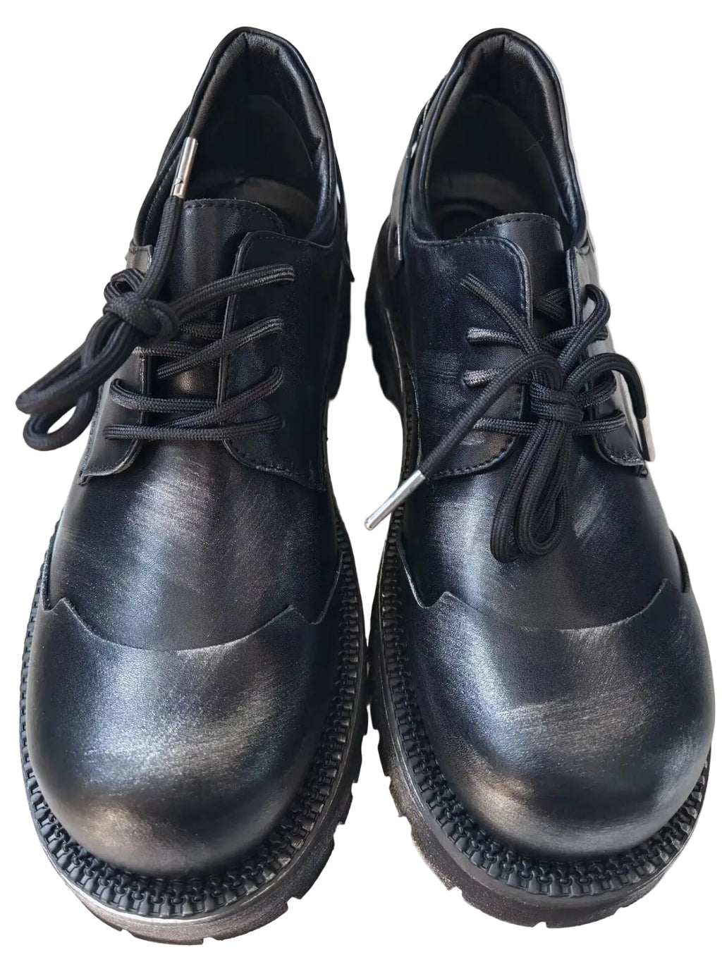 STAR DERBY - Men's British Style Cowhide Platform Derby Shoes - Wedge Heel Waterproof Lace-Up Dress Shoes