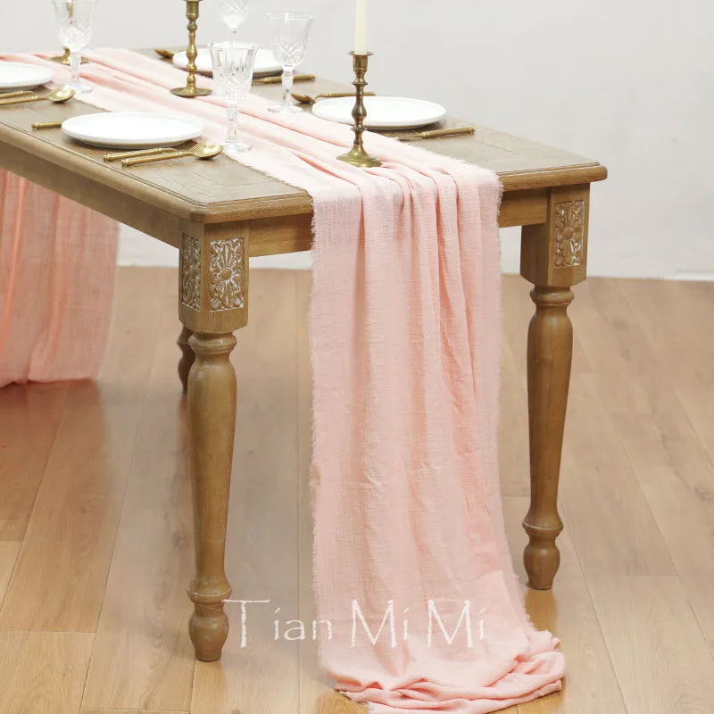 COTTON GAUZE TABLE RUNNER - 23 Colors, 40 & 62cm Wide, Up to 10m - Rustic Tables