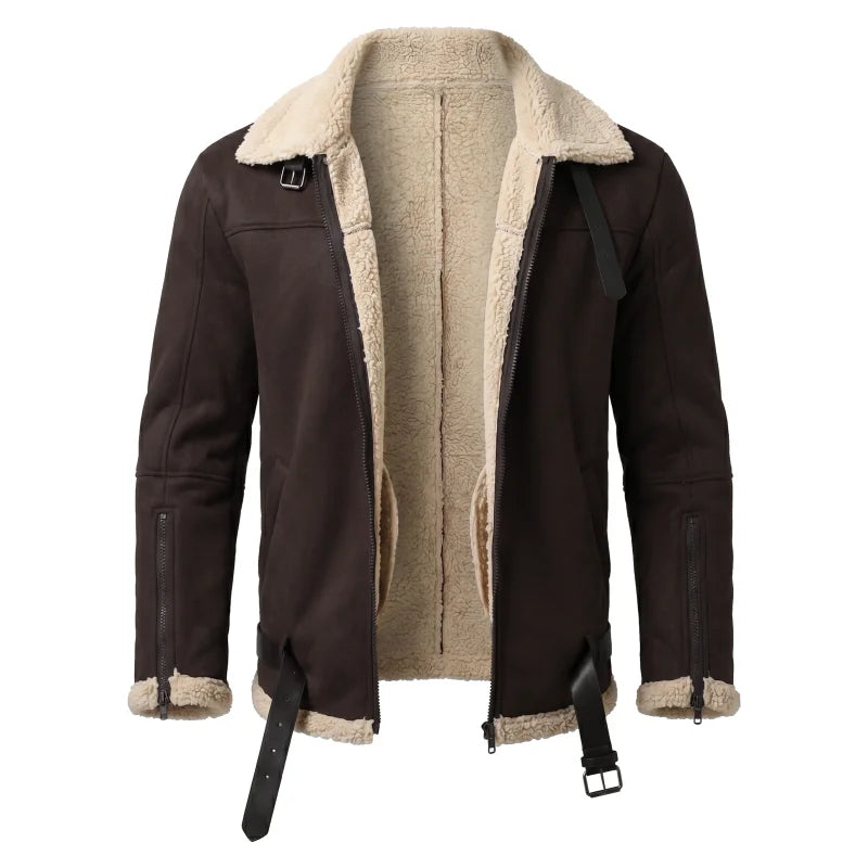 SUEDE FLEECE - Men's Faux Suede Fleece-Lined Winter Jacket - 2 Colors, S–5XL