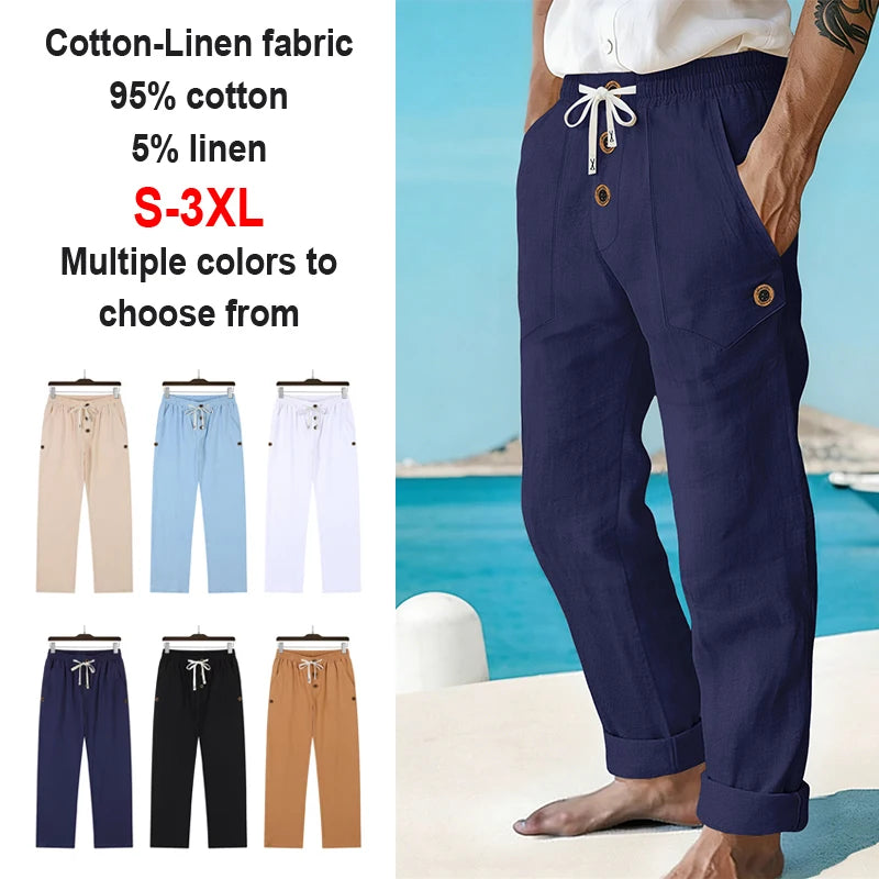 DRAWSTRING EASE - Men's Linen Pants - Breathe. Move. Repeat.