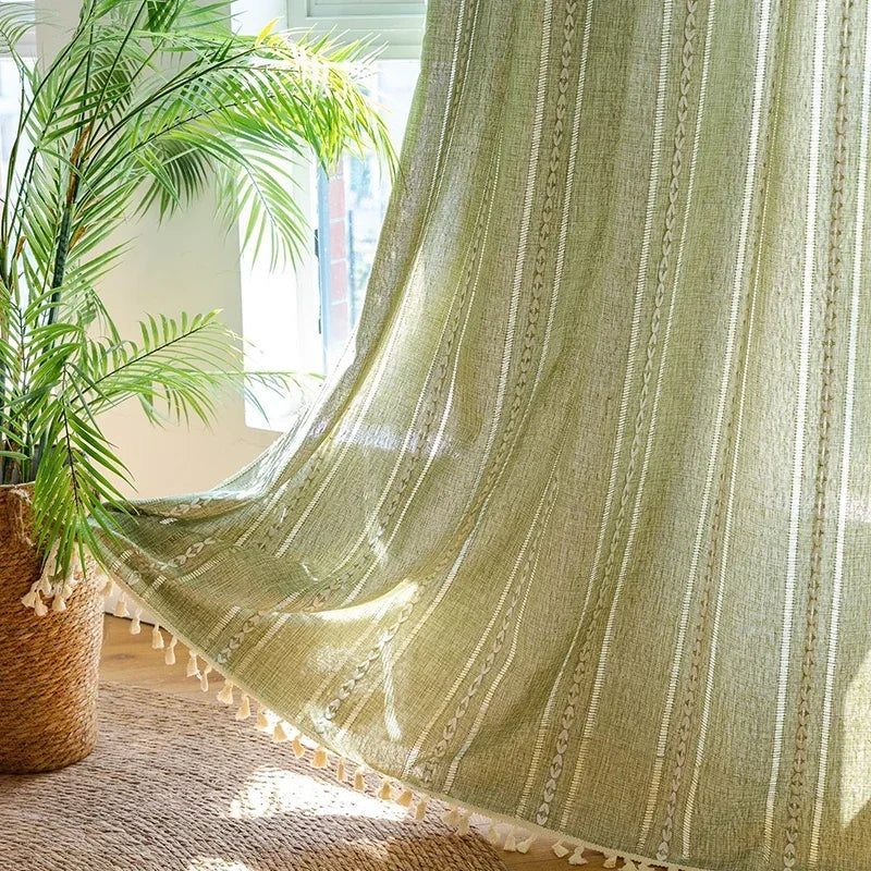 TASSEL JACQUARD CURTAINS - 500gsm, 14 Patterns, Rod Pocket - Textured Rooms