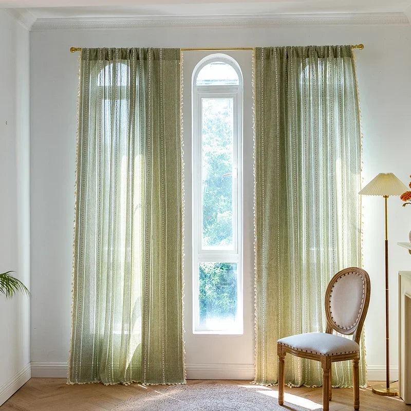 TASSEL JACQUARD CURTAINS - 500gsm, 14 Patterns, Rod Pocket - Textured Rooms