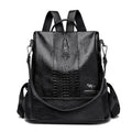 Crocodile Embossed Leather Backpack