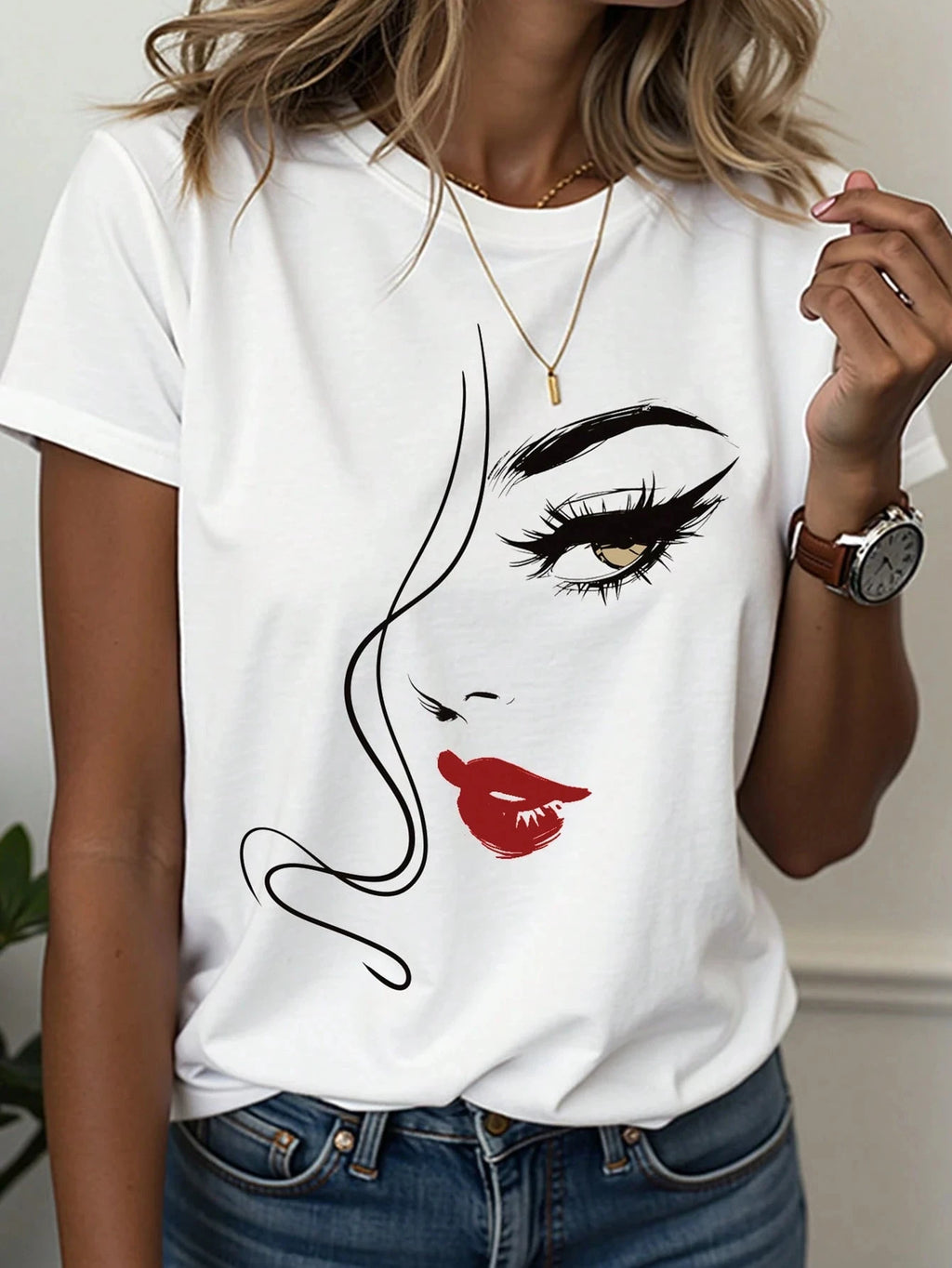 Abstract Face Gradient Color 3D Print T-Shirts Women's Casual Short Sleeve T Shirt O-Neck Tees Harajuku Y2K Tops Female Clothing