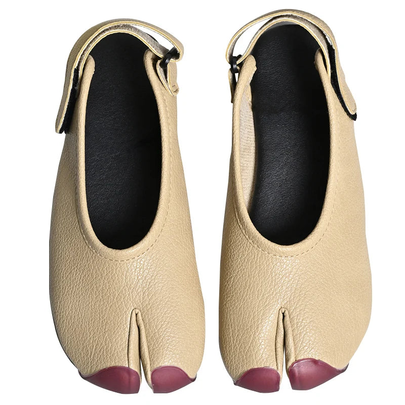New Summer Soft Leather Split Toe Women Sandals Casual Comfortable Soft-soled Pig's Hoof Shoes Slingbacks Tabi Ballet Shoe