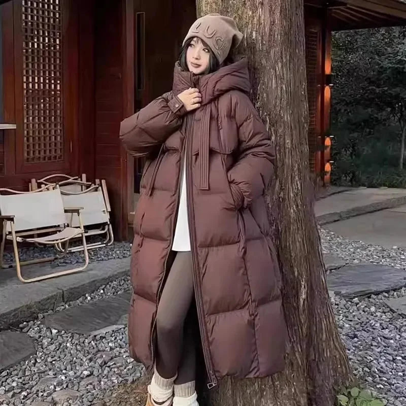 Long Hooded Cotton Overcoat – Loose Thick Winter Coat