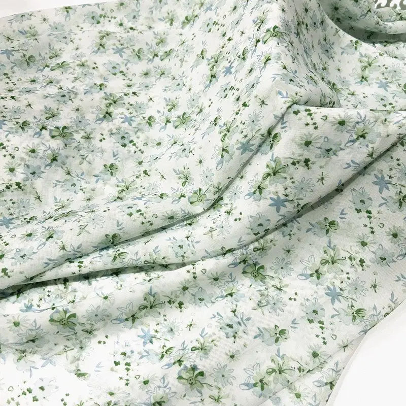 75D Printed Chiffon Fabric By The Meter for Needlework Dress Shirt Scarf Pants Hair Tie Diy Sewing Soft Breathable Cloth Flower