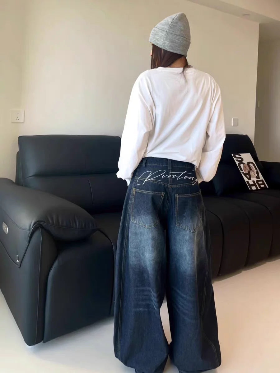Y2K High Waist Baggy Straight Jeans
