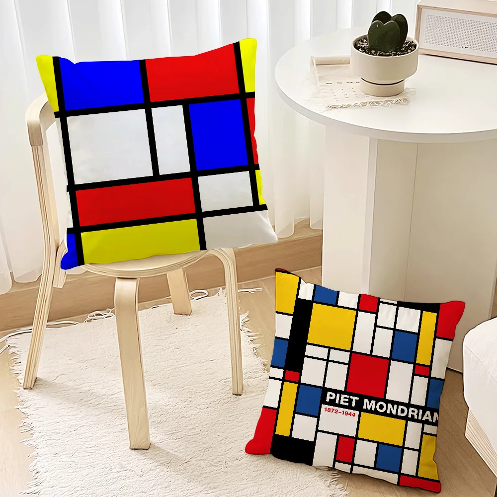 Piet Mondrian Pillow Cover - Double-Sided Print - Soft Polyester