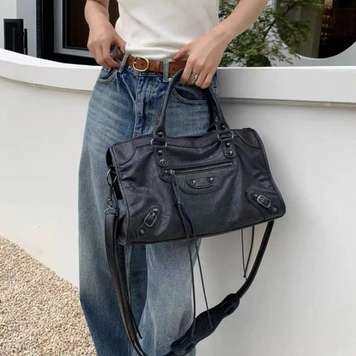 2026 Trendy Motorcycle Bags Women's City Tote Bag Y2k Classic Street Fashionable Shoulder PU Leather Crossbody Handbag