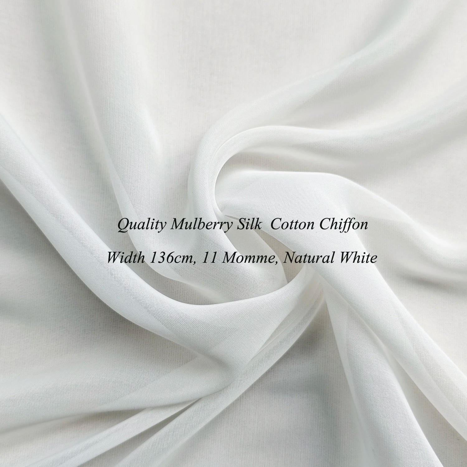 SILK COTTON CHIFFON GAUZE - 50% Mulberry Silk, 136cm Wide - Ivory Drape
