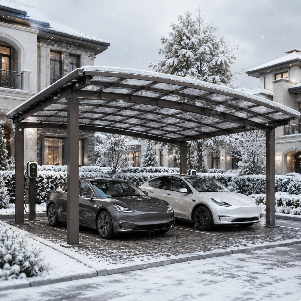 ALUMINUM CARPORT - Custom Size & Color, Acrylic Canopy - Outdoor Vehicle Cover