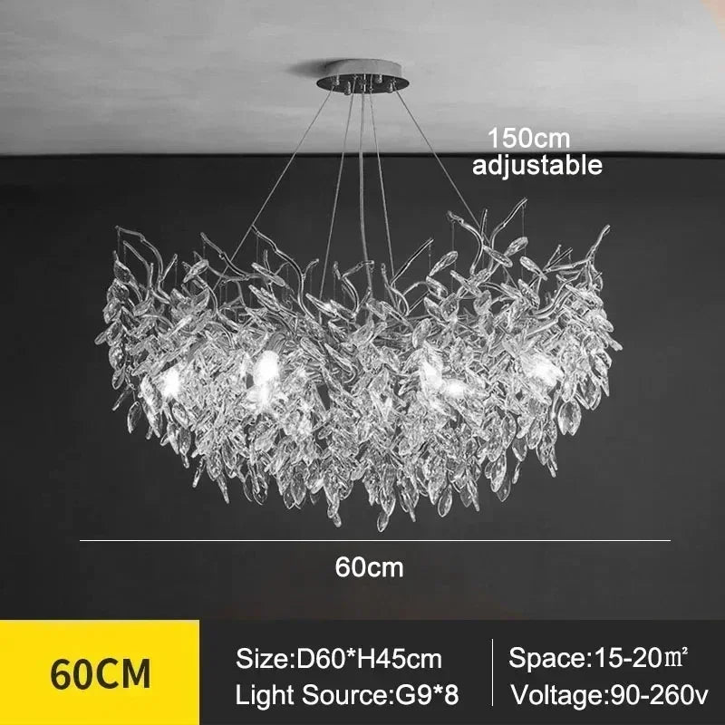 Luxury Crystal LED Chandelier – Round & Linear, Gold/Silver, Multiple Sizes