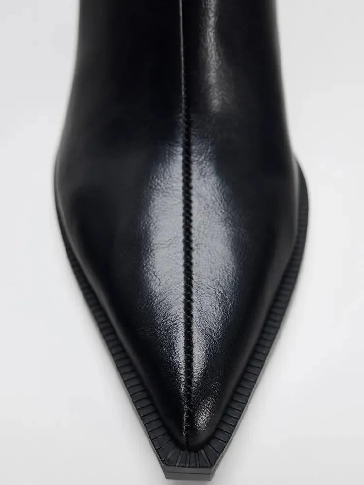 Chelsea Boots – Chunky Heel Pointed Toe Side Zip