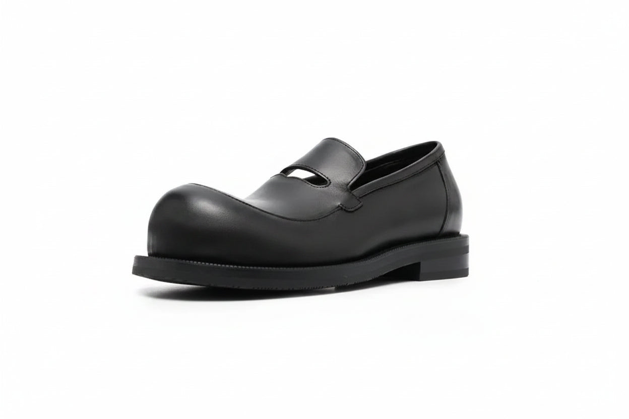 RETRO CHUNK - Men's Chunky Slip-On Loafers - Breathable Round Toe Flat Casual Shoes in Green & Black