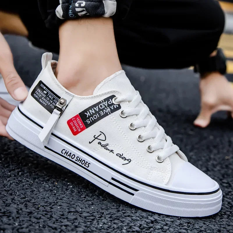 Men's Canvas Low-Top Sneakers - Breathable Casual Outdoor Tennis Shoes