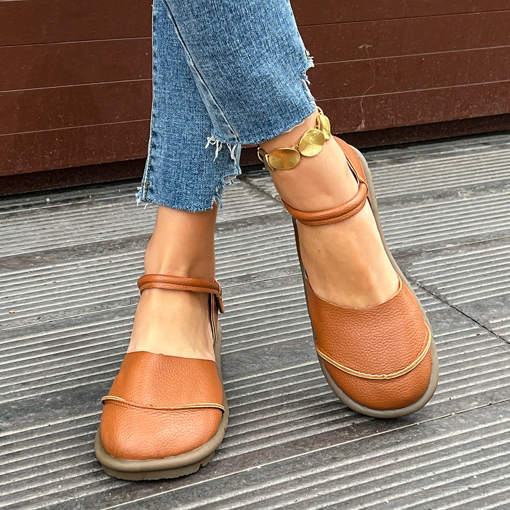Women's head-to-toe flat sandals, summer new style retro wedge-style casual soft-soled mother's shoes, large size women's shoes