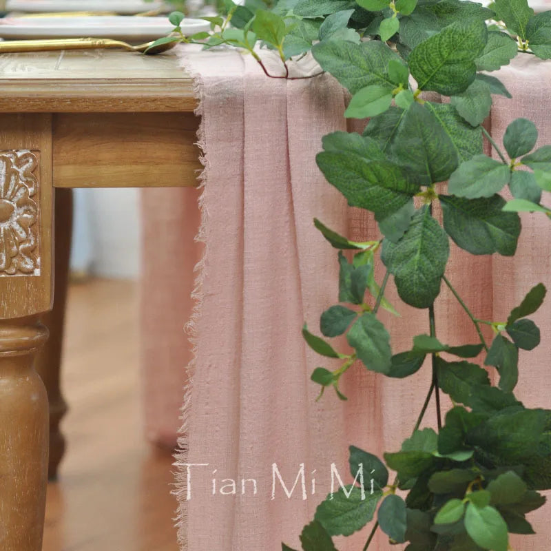 COTTON GAUZE TABLE RUNNER - 23 Colors, 40 & 62cm Wide, Up to 10m - Rustic Tables